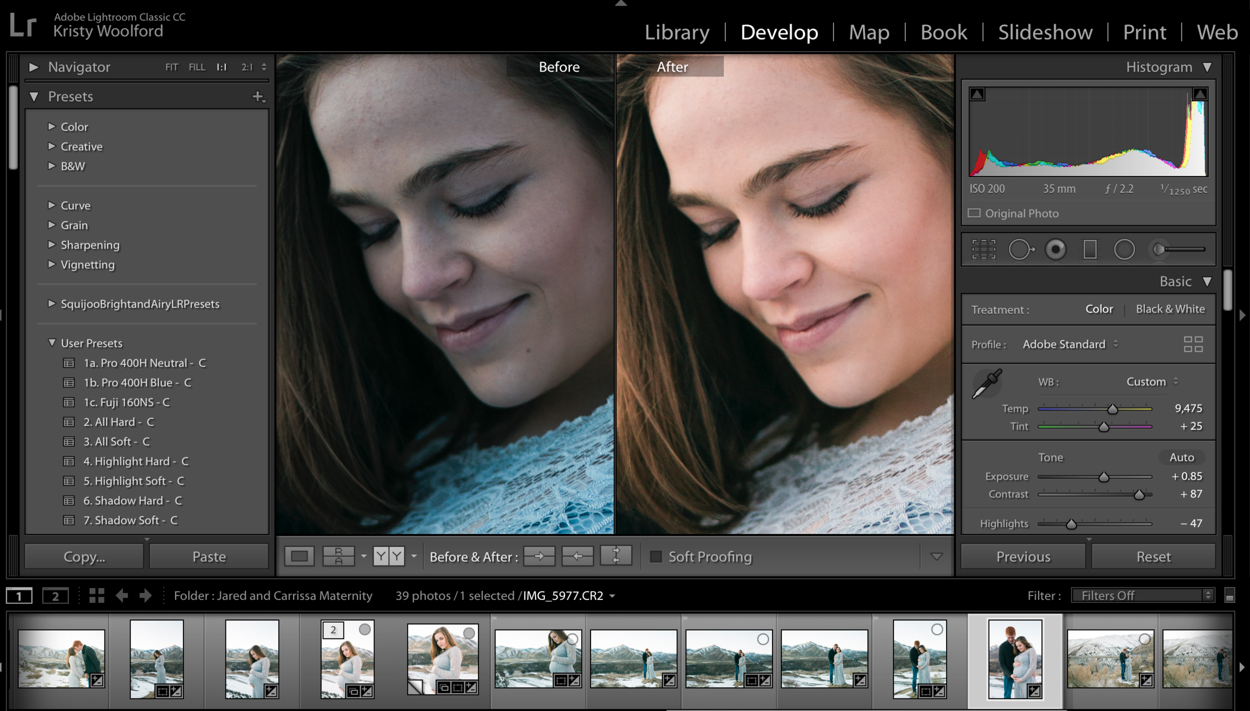  You can see the difference in skintones now from white balance adjustments- I try to keep skin tones natural and warm.  